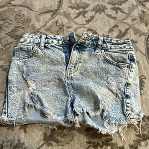 Blue Distressed Denim Shorts